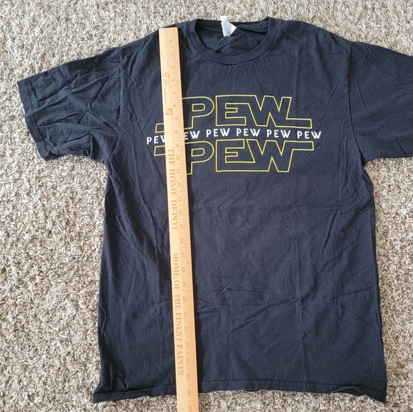 Star Wars 'Pew Pew' | Graphic T-Shirt Humor Black Yellow Gift Shortsleeve Tee - Picture 5 of 8